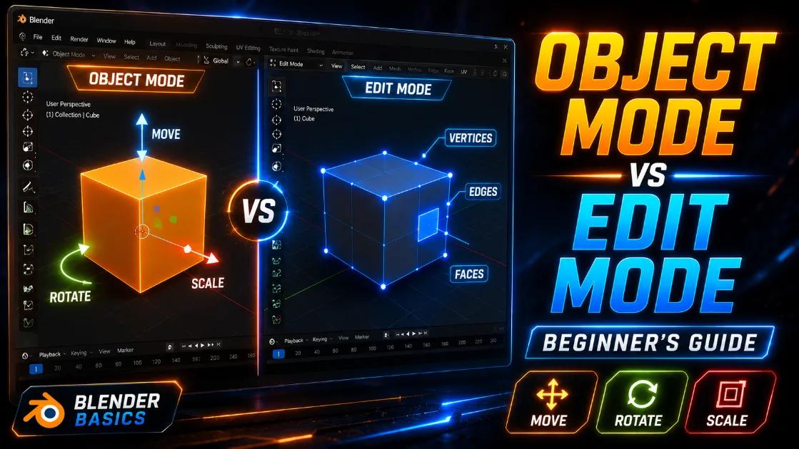 Learn the Blender Interface: Understanding Object Mode and Edit Mode